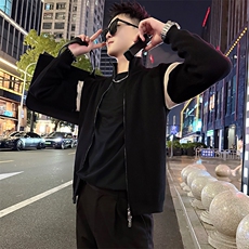 AF207/P98控138秋季社会小伙百搭立领撞色韩版修身外套开衫男黑首，女装短外套，星座305B-1