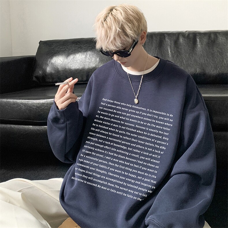 量大优可提供视频2024印花圆领卫衣宽松HD019-1-YL4325-P30，男装卫衣，电商019-1