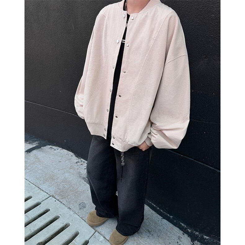 秋季新款港风日系原版灯芯绒拼接双层立领夹克外套男 JK1390-P58图片
