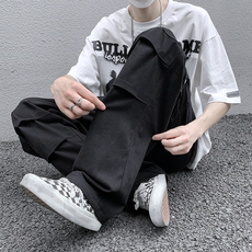 日系复古工装裤子男夏季ins潮高街休闲裤多口袋直筒长裤K0730-P45，男装休闲裤，星座308B-1