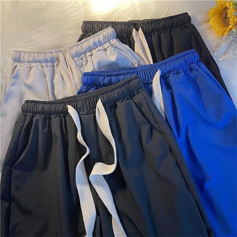 男士短裤夏季薄款运动五分裤青少年纯色冰丝短裤编绳D57P22图片