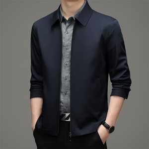 品牌男装薄款夹克春秋新款休闲商务中年男士翻领夹克外套ZZ-7086图片