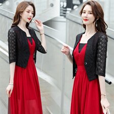 外搭配吊带裙子穿的小披肩春秋款夏季高贵旗袍开衫短款薄罩衫外套，女装蕾丝衫/雪纺衫，婵米儿