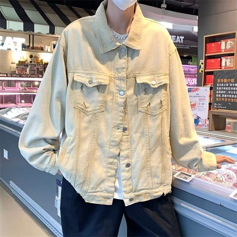 春季新高街破洞做旧街头男女小众扎染夹克破边牛仔外套NT01P75,男装夹克,星座1116-2