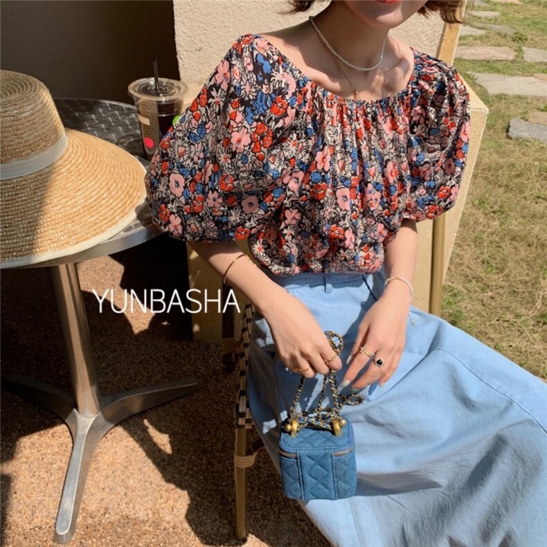 2022夏季韵芭莎新款韩系小碎花上衣，其它，韵芭莎