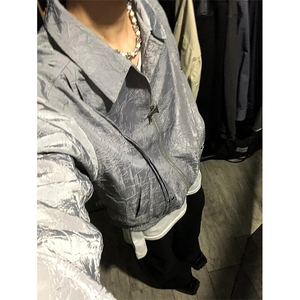 柳钉褶皱纹理压花外套设计感潮小众夹克 JK186 特P70图片