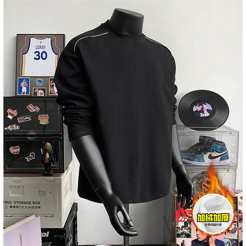 480G重磅加绒硬挺boxy男女秋冬美式高街结构拉链肩圆领卫衣厚外套，女装短外套，电商A486-1