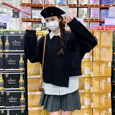 【已出货】2026春两件套可单穿套头卫衣2C372-9022-P100控178，女装短外套，2C372