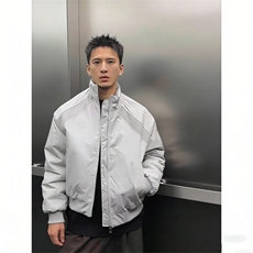 高品质春装新款老钱风美式高街解构立领棒球服飞行夹克潮休闲外套，男装夹克，电商A443