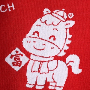 M6330-P60秋冬款圆领针织毛衣男士本命年红色毛衣打底针织衫图片