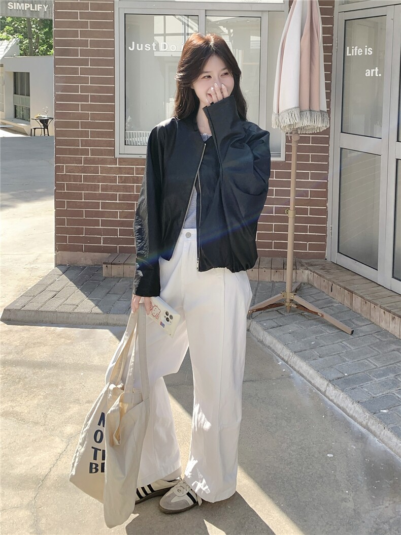 春现-纯黑甜酷风简约复古小皮衣B190-5061-P150-K208,女装短外套,2B190