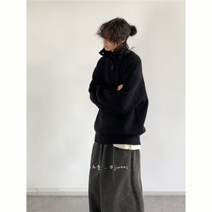 秋冬日系百搭半高领保暖毛衣男女生宽松针织衫外套潮MZ821-P52图片