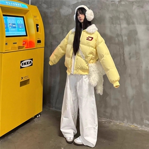 日系甜美小个子羊羔毛翻领棉服外套女学生冬季新款宽松加厚面包服图片