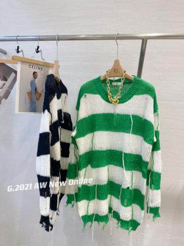 现货秋季新款破洞针织个性毛衣，女装针织衫/毛衣，G