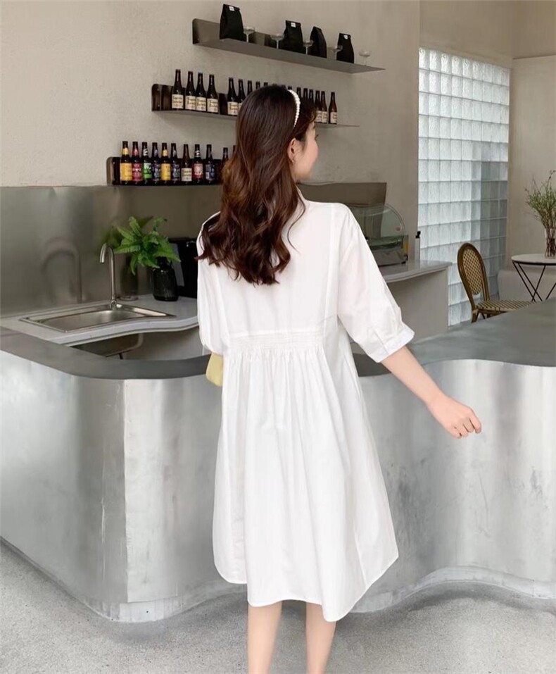 夏季休闲衬衫裙，女装衬衫，吉之红