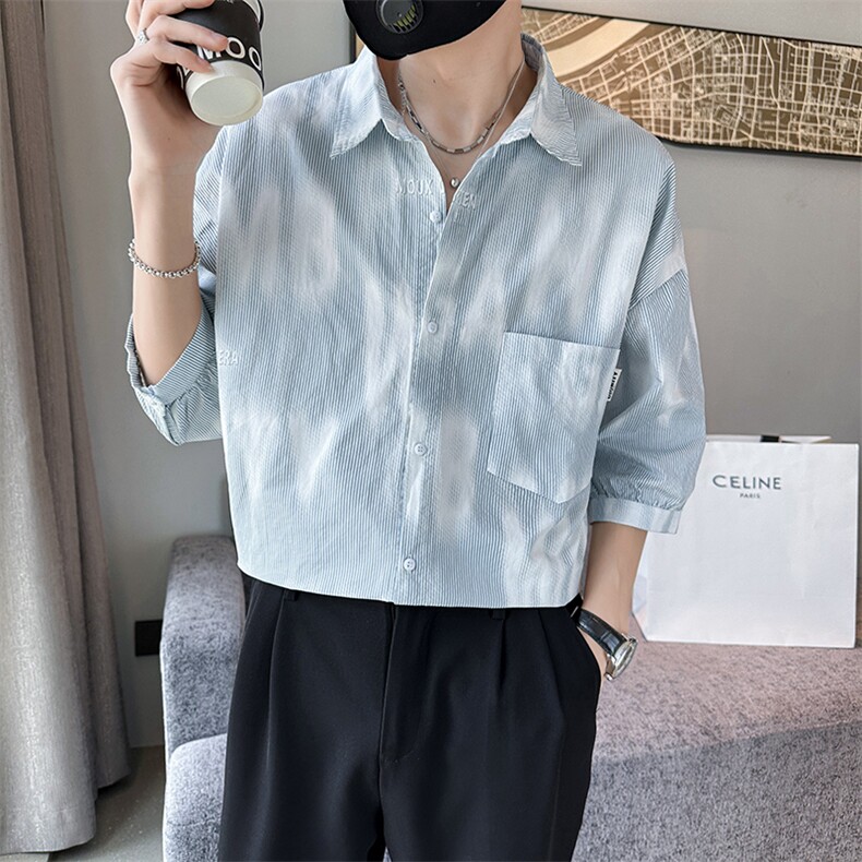 2025春季新款衬衫 男士高品质七分袖打底衬衫男社会小伙901C13P58图片