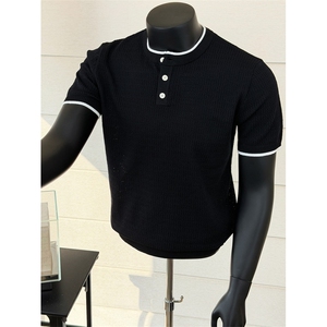 假模简约冰丝针织薄款短袖T恤打底衫 K85004-P53，男装T恤，星座1012-1