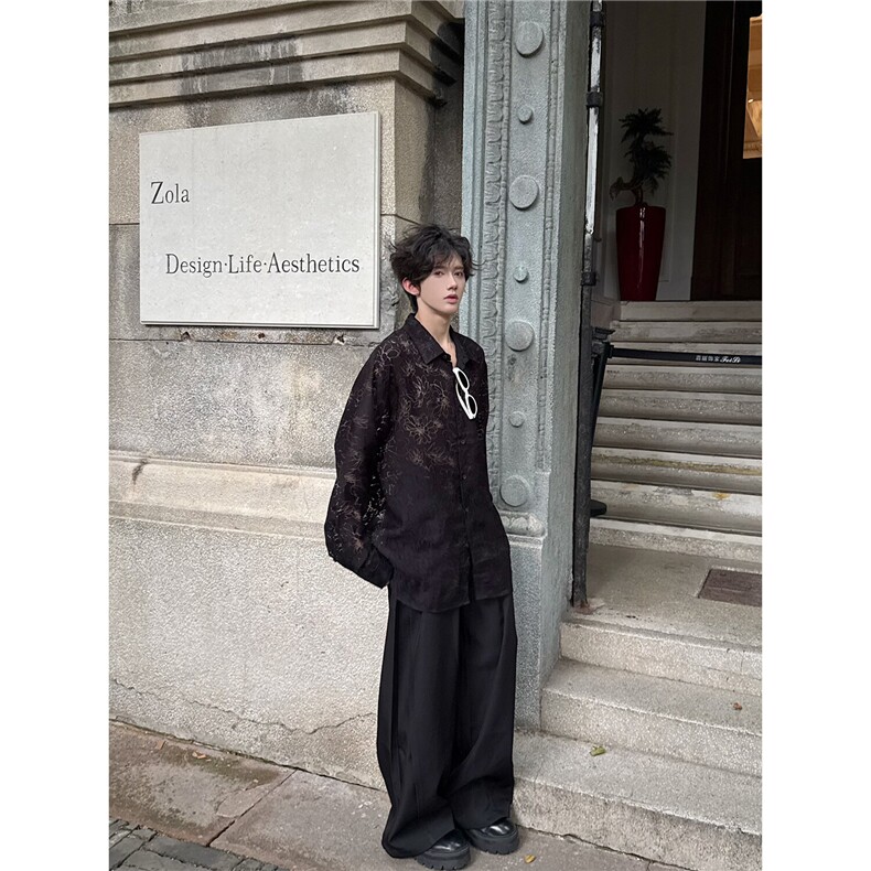 C316CS8341P78四季款蕾丝镂空个性长袖衬衫性感衬衣晚会礼服,男装衬衫,电商C316