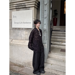 C316 CS8341 P78 四季款蕾丝镂空个性长袖衬衫性感衬衣晚会礼服图片