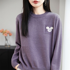 2025年秋季常规套头长袖小熊图案圆领时尚百搭休闲,女装针织衫/毛衣,桦兴羊绒, 2025年秋季常规套头长袖小熊图案圆领时尚百搭休闲,女装针织衫/毛衣,桦兴羊绒,