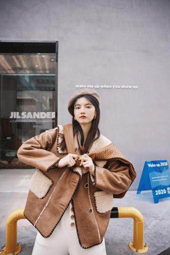 羊羔毛外套，女装，YOUER DENG