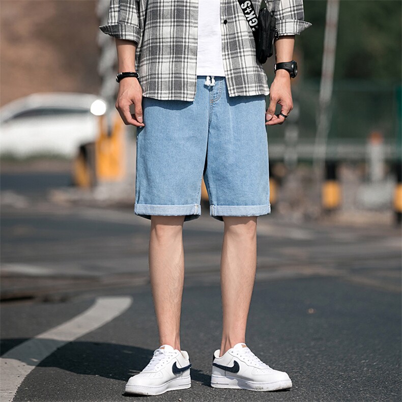 2021夏季新款牛仔短裤宽松薄款男士牛仔中裤潮流DS794T,男装牛仔裤,电商A102