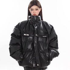 网络图现货PU皮加厚棉服外套金属绑带面包服棉衣RM8080-P125，男装棉衣，星座1005-4