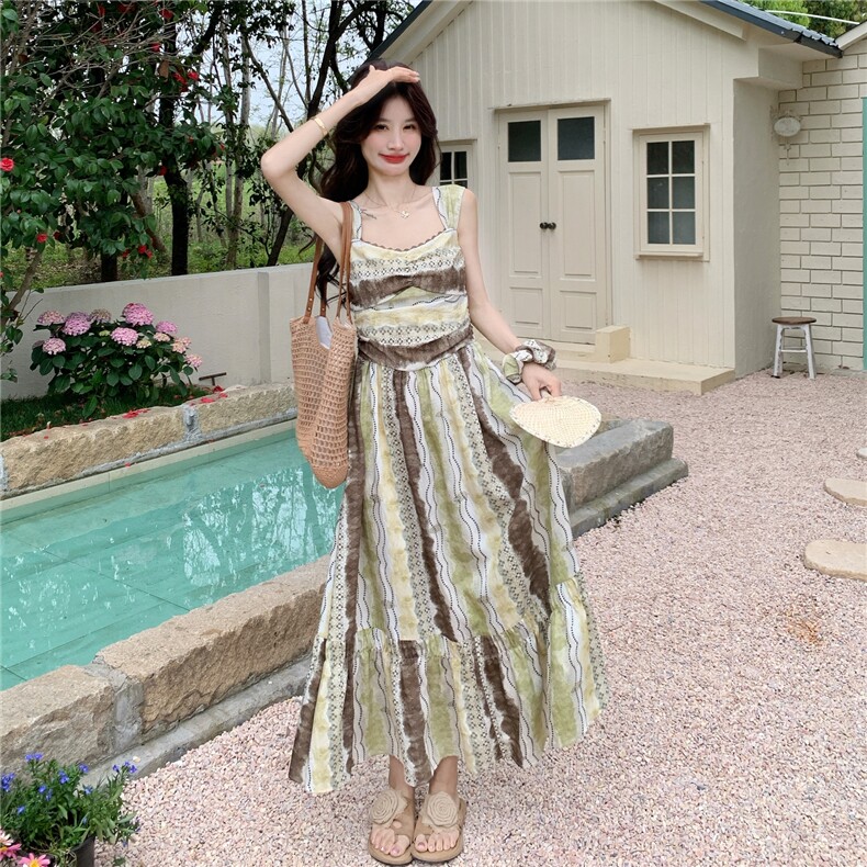 欧货度假风复古连衣裙女2026夏季流行单品新款长裙大方得体的裙子，女装连衣裙，艾米莉亚