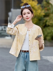 2026春秋新款圆领短外套新中式时尚女上衣，女装短外套，妙形