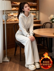 欧货时尚气质套装女秋冬新款减龄显瘦收腰连帽卫衣阔腿裤两件套潮，女装套装/套裙，江南