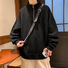 8XL-M特大码卫衣男纯色百搭条纹肌理立领拉链长袖T恤男WY08P55，男装T恤，电商D206-1