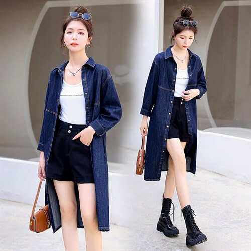 时尚显瘦牛仔披风连衣裙女长袖气质百搭宽松大码春秋季新款裙子，女装连衣裙，秋水欣儿