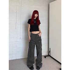 美式复古高街多口袋工装裤男女cleanfit宽松直筒裤子LN10633-P54，男装工装外套，星座1008