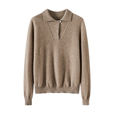 翻领polo衫纯色内搭长袖t恤2024年秋季新款35%羊绒衫，女装羊绒衫，朵沐纯羊绒