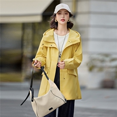 爆2025秋冬新款中长款内里加绒抽绳防风收腰显瘦休闲时尚简约外套，女装派克服，米莱