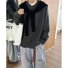早春季新款撞色披肩假两件针织衫毛衣穿搭男装减龄上衣MD678，男装针织衫/毛衣，星座1116A（原606A-3）