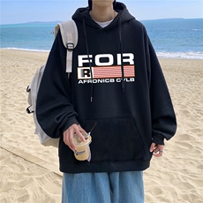 ！秋季重磅宽松大码港风FOR英文印花连帽卫衣LW124-特p35，男装卫衣，星座508（原C305）