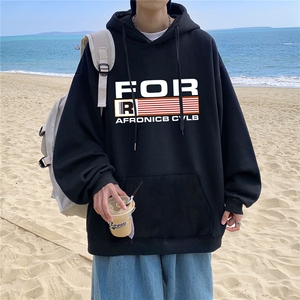 ！秋季重磅宽松大码港风FOR英文印花连帽卫衣LW124-特p35,穿衣搭配文字头像图片