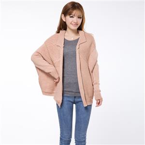 时尚宽松蝙蝠袖针织开衫女秋冬季新款韩版百搭显瘦长袖毛衣外套图片