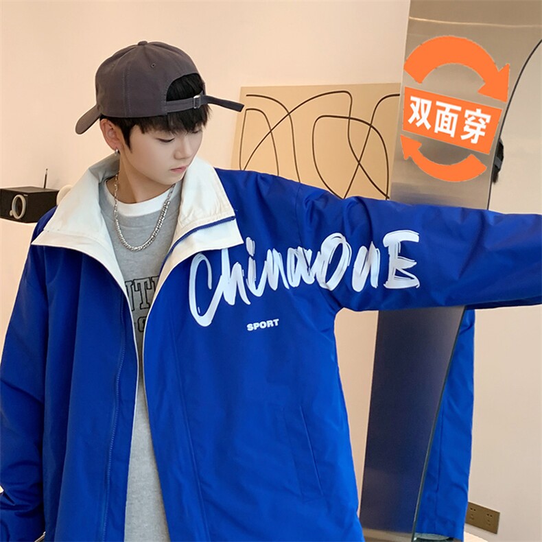 2025春季新款正反两面穿夹克男宽松休闲印花棒球服外套JK6001-P78图片