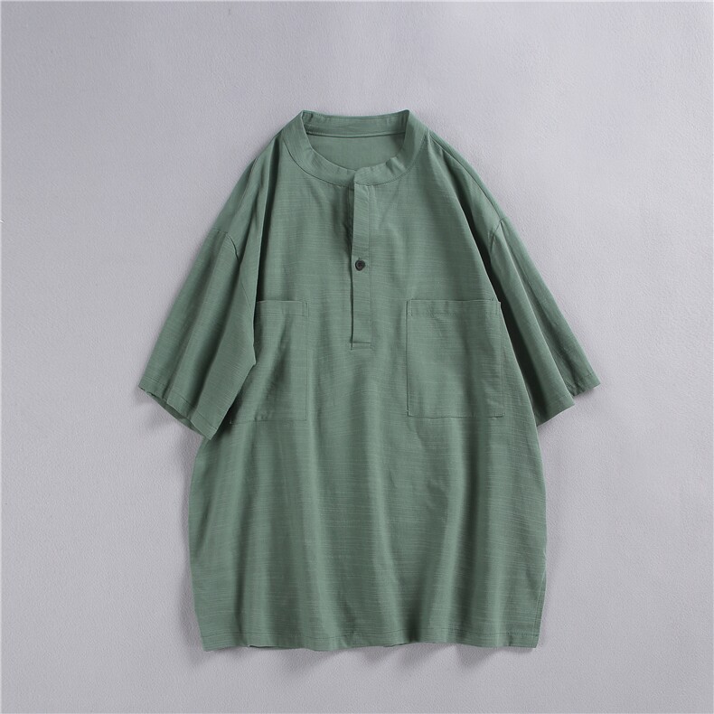 现货！松弛感休闲气质棉麻简约透气衬衫短袖-LK80045-特批35图片