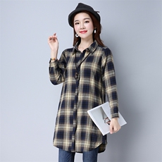2021年春季时尚格子韩版气质衬衫潮流简约排扣，女装衬衫，小林双子