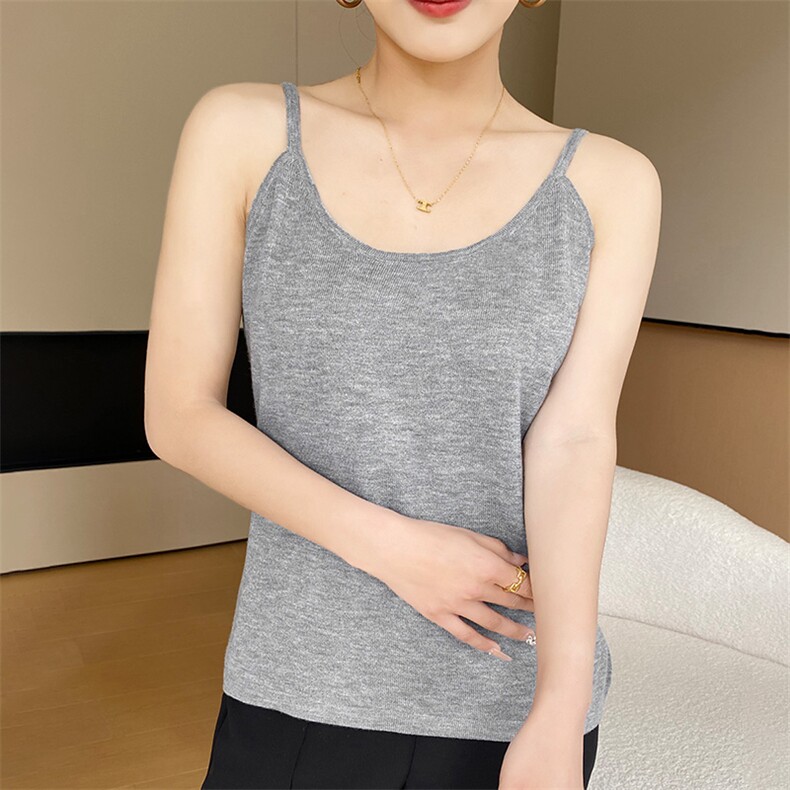 羊毛扛起球纤维混纺吊带背心，女装T恤，天宇悦翔羊绒