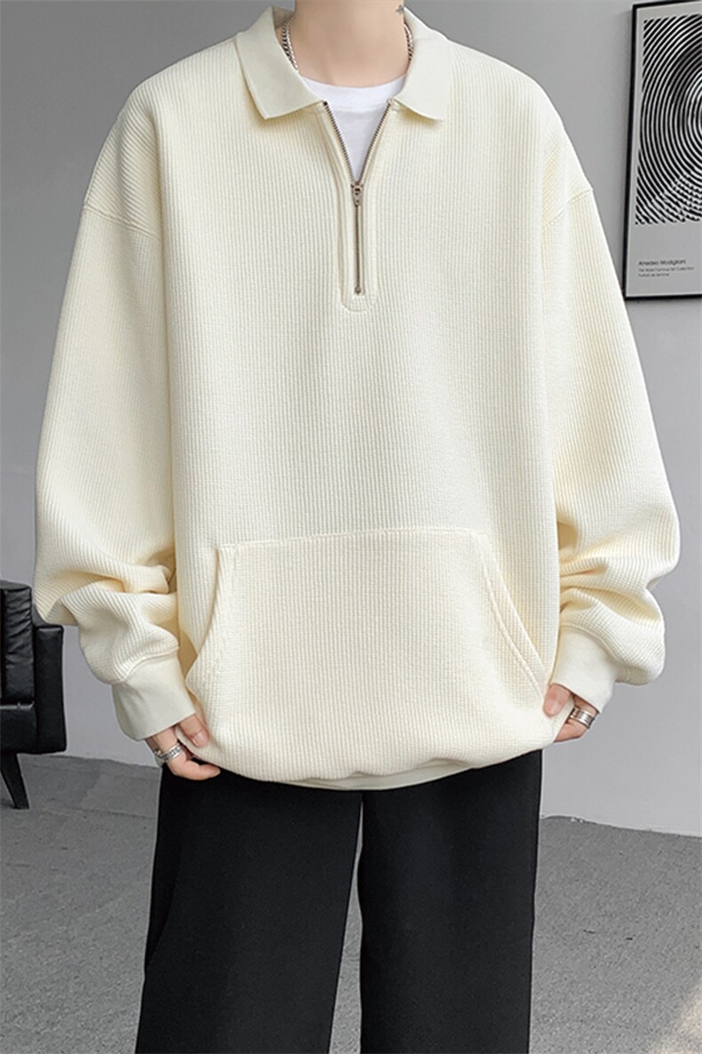 8XL-M半拉链卫衣男日系复古翻领休闲百搭外套大码上衣服WY003P50,男装卫衣,电商B312