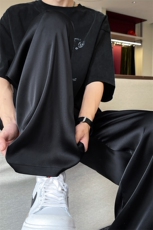 8XL-M特大码冰丝裤醋酸阔腿裤男缎面高腰垂感防晒凉凉裤K979P45，男装休闲裤，电商D206-1