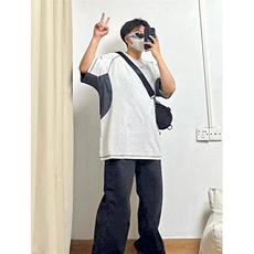 复古潮牌简约字母拼接印花休闲宽松纯棉短袖男女T555，男装T恤，星座1116A（原606A-3）