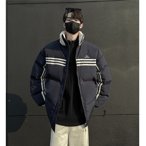 冬装新品 美式条纹织带棉服 刺绣logo棉衣休闲外套男 G1100 P118图片