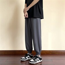 红木地板2022冰丝顺滑潮流百搭运动风九分超薄长裤2027-特批20，男装休闲裤，星座718-1