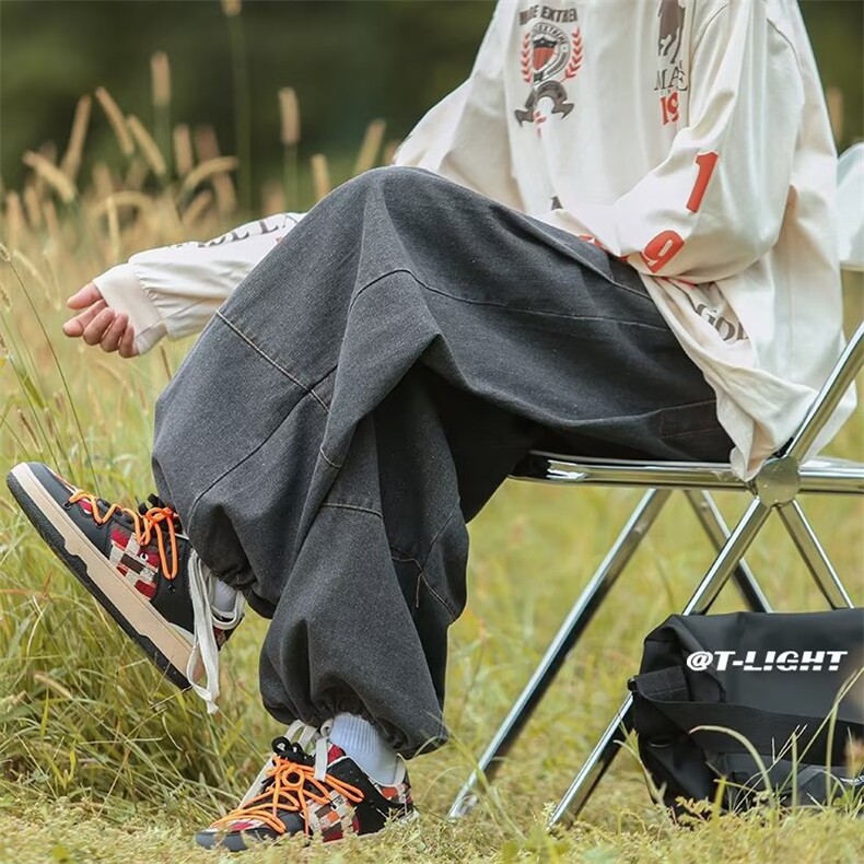 港风ins日系束脚牛仔裤男女宽松直筒阔腿裤潮牌嘻哈长裤NK533-p45,男装牛仔裤,星座1008