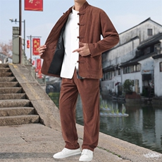 男士外套灯芯绒夹克套装盘扣立领风XZ1512-2501套装-P110，男装夹克，星座1512